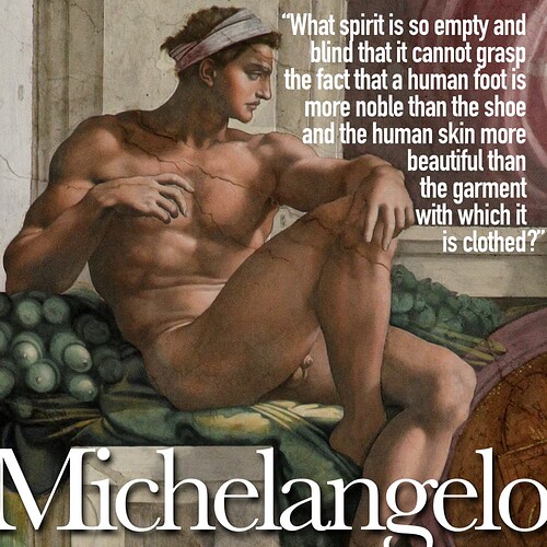 Michelangelo Ignudo naturism nude naked nudity
