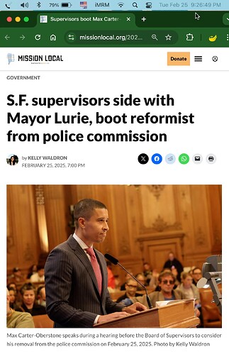 @MissionLocal v UNELECTED Max Carter Oberstone from UNELECTED @SFPoliceCommission Tue 25 Feb 2025 x twitter