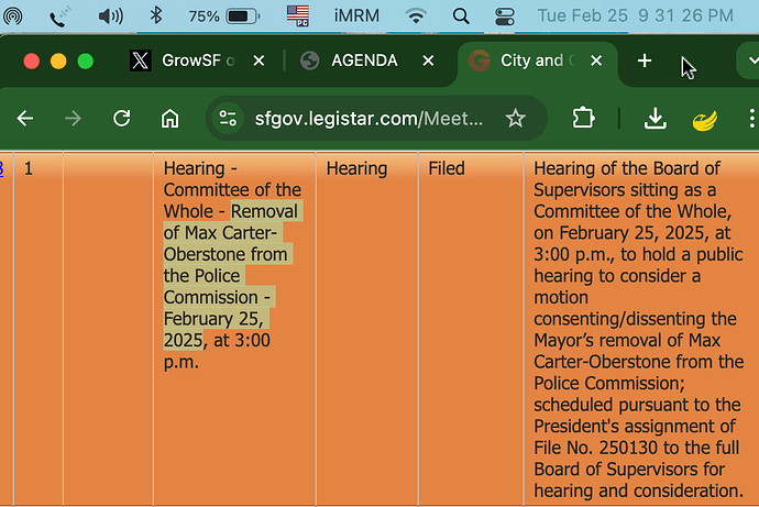 @SFBosses & @RafaelMandelman 9 to 2 v UNELECTED Max Carter Oberstone from UNELECTED @SFPoliceCommission Tue 25 Feb 2025 x twitter