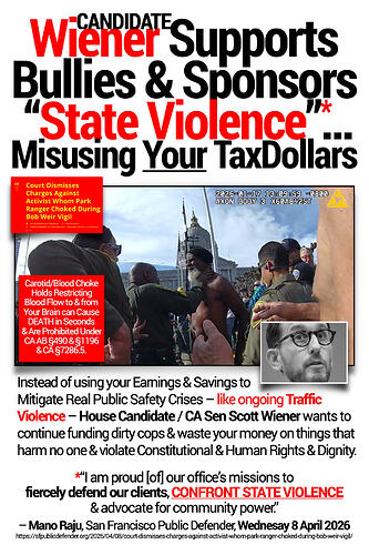 Candidate Wiener Guns&Roses @ManoRajuPD @SFPublicDefender v @SFBos et al State Taxpayer Funded Violence