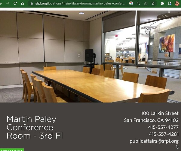 3rd Floor Martin Paley Conference Room @SFPublicLibrary