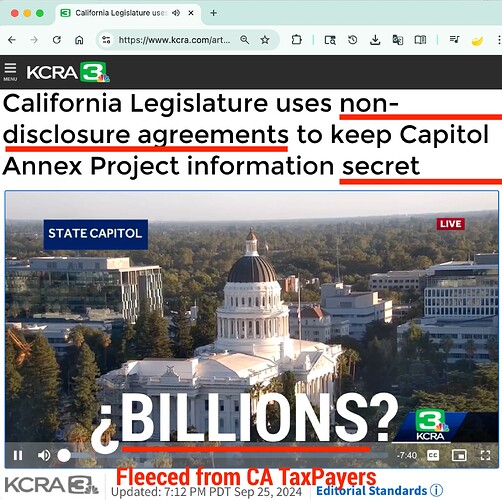 CA Legislature NDAs Keep CA Capitol Annex Project SECRET